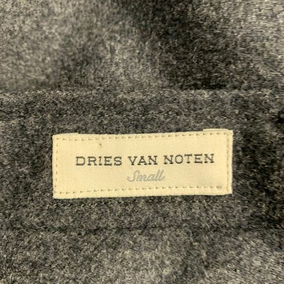 DRIES VAN NOTEN Size S Grey Wool Cashmere Collarless Zip Up Coat - Picture 5 of 6